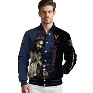 virginia cavaliers hands in prayer blue black jacket high quality