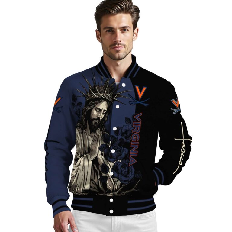 virginia cavaliers hands in prayer blue black jacket high quality