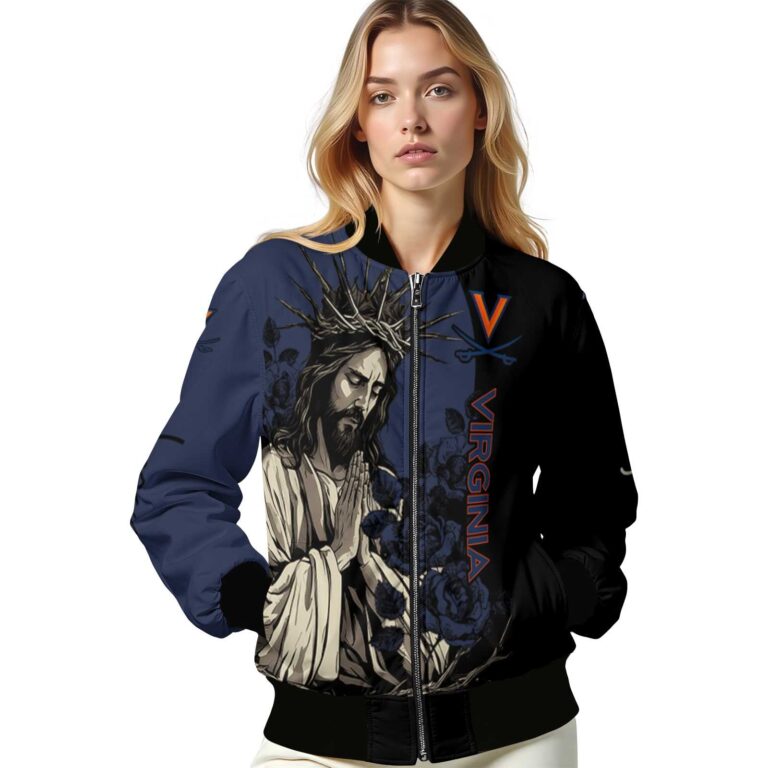 virginia cavaliers hands in prayer blue black jacket latest model