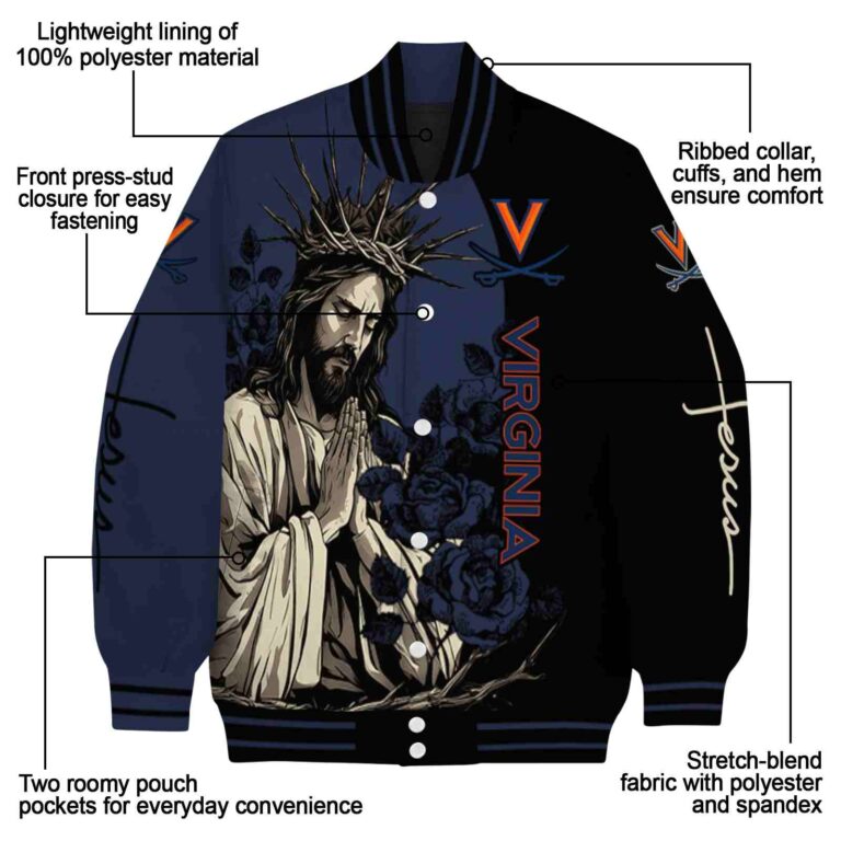 virginia cavaliers hands in prayer blue black jacket new arrival