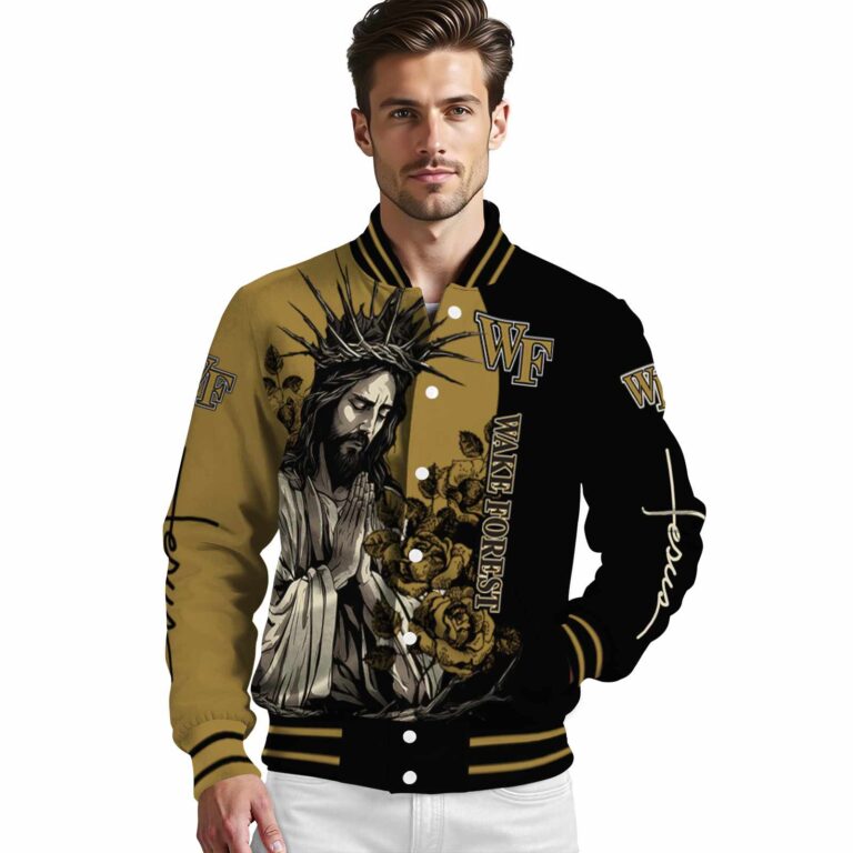 wake forest demon deacons hands in prayer gold black jacket high quality