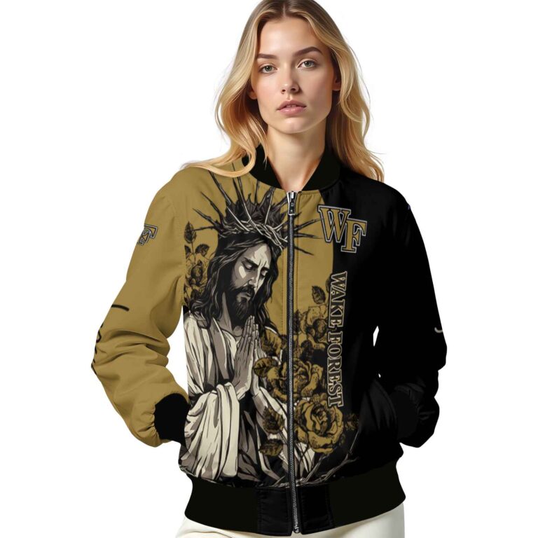 wake forest demon deacons hands in prayer gold black jacket latest model