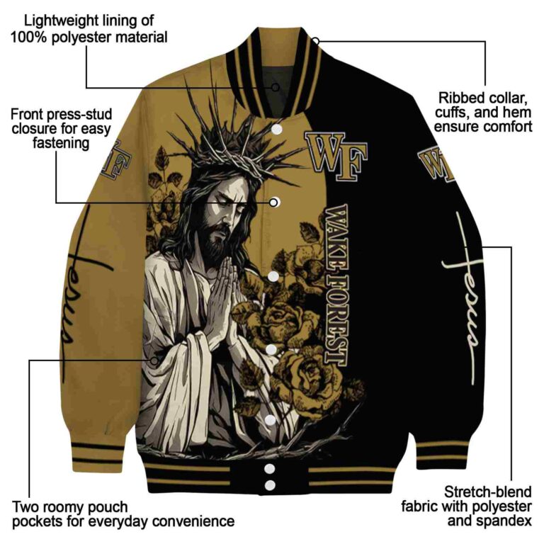 wake forest demon deacons hands in prayer gold black jacket new arrival