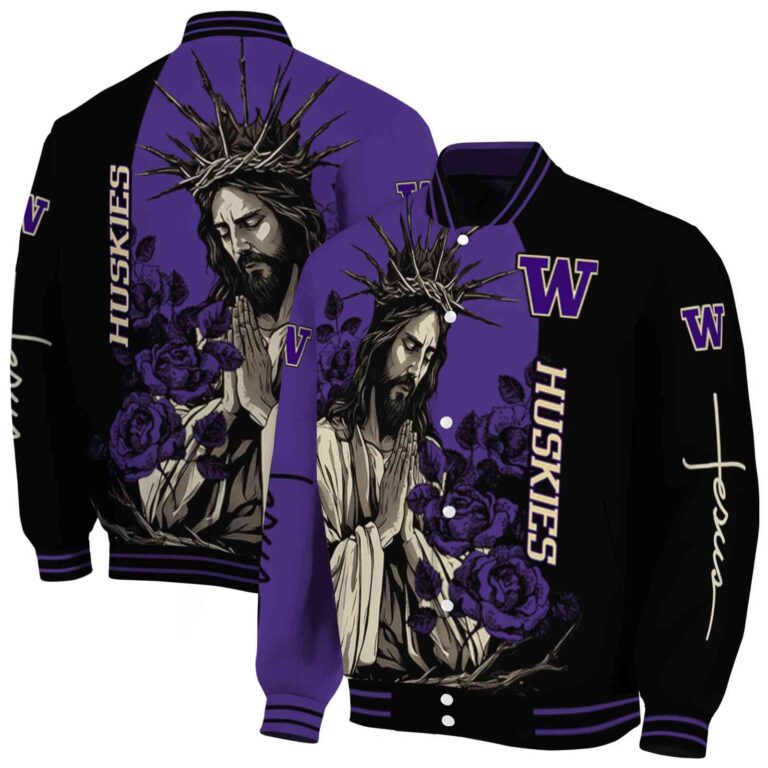 washington huskies hands in prayer purple black jacket fashion forward