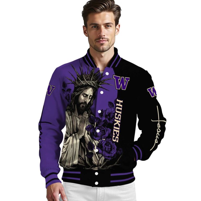 washington huskies hands in prayer purple black jacket high quality