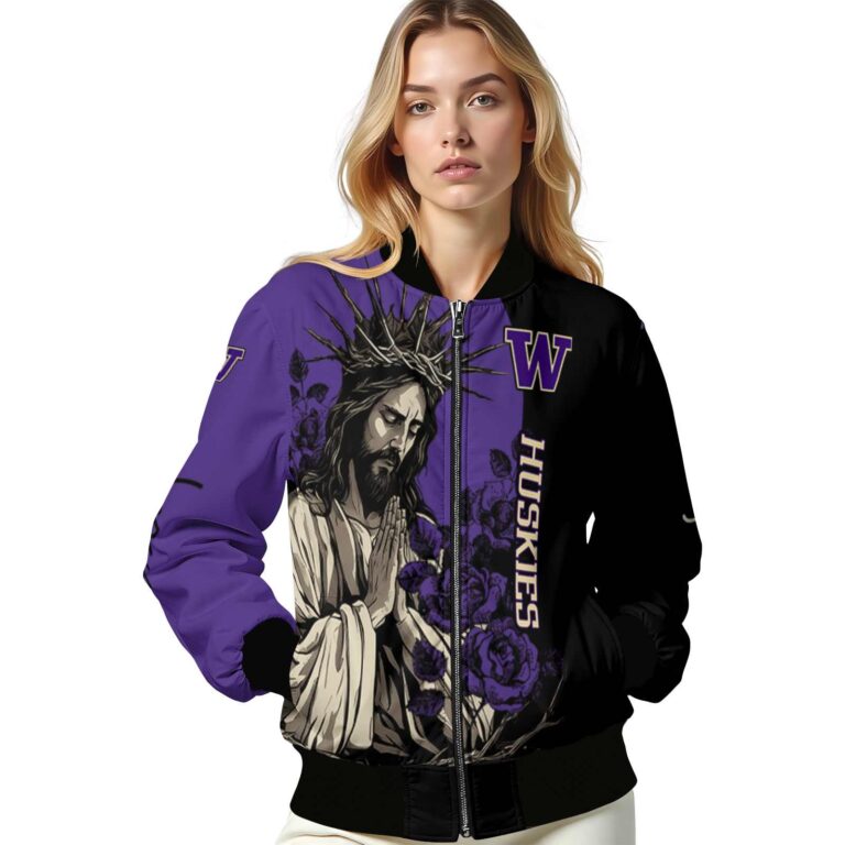 washington huskies hands in prayer purple black jacket latest model