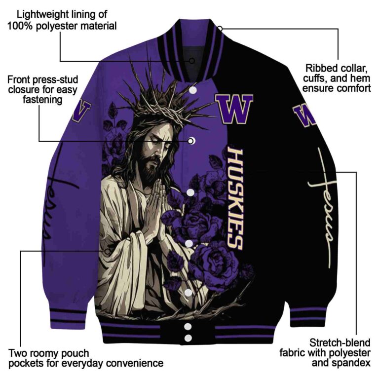 washington huskies hands in prayer purple black jacket new arrival