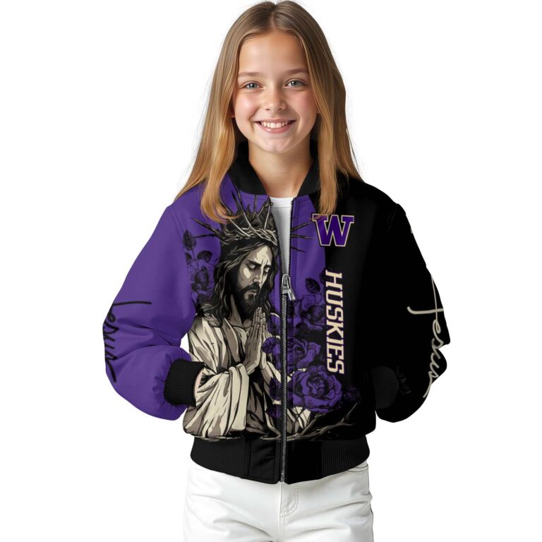 washington huskies hands in prayer purple black jacket top rated
