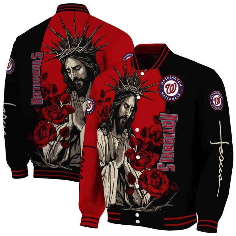 washington nationals hands in prayer red black jacket fashion forward