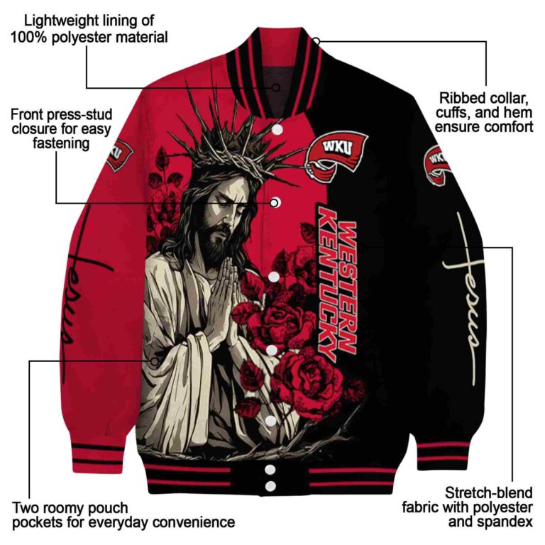 western kentucky hilltoppers hands in prayer red black jacket new arrival
