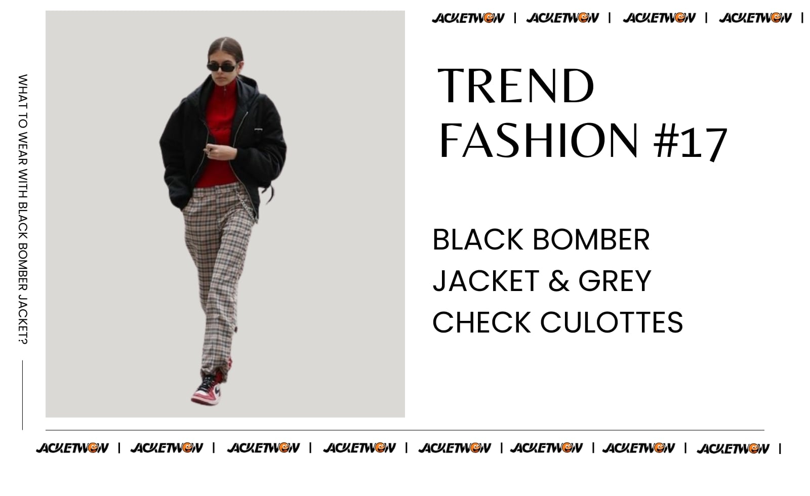 what to wear with black bomber jacket 3 Grey Check Culottes