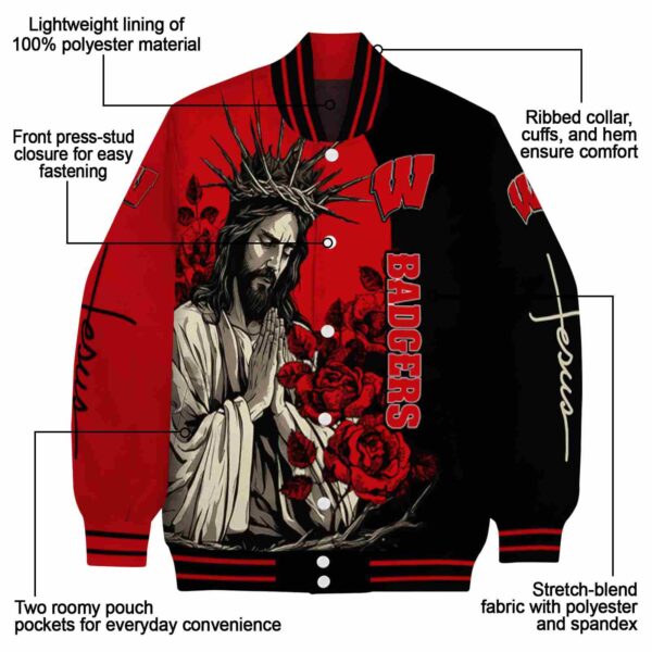 wisconsin badgers hands in prayer red black jacket new arrival