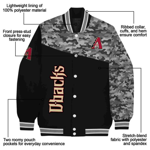Arizona Diamondbacks Camo Patchwork Black Jacket
