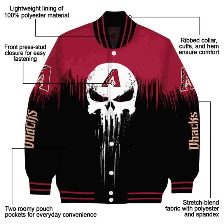 Arizona Diamondbacks Punisher Skull Red Black White Jacket