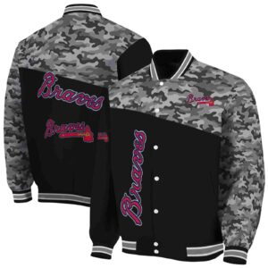 Atlanta Braves Camo Patchwork Black Jacket