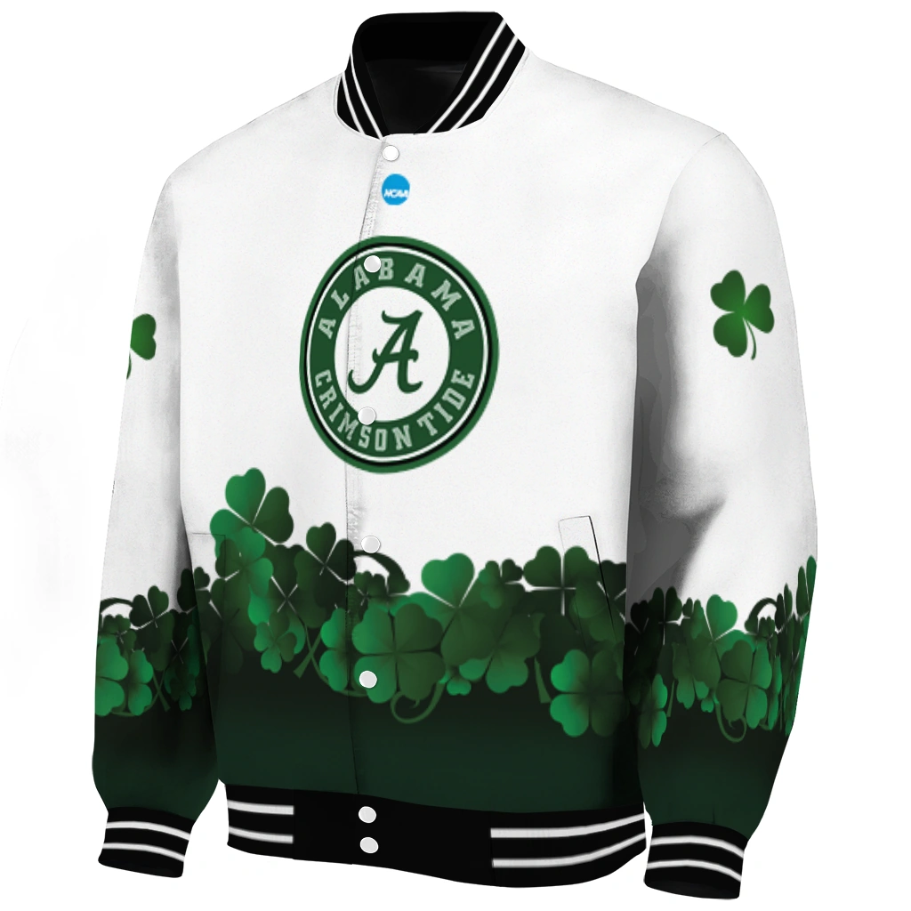 alabama crimson tide clovers pattern white green varsity jacket best selling alabama crimson tide clovers pattern white green varsity jacket best selling