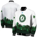 alabama crimson tide clovers pattern white green varsity jacket best selling