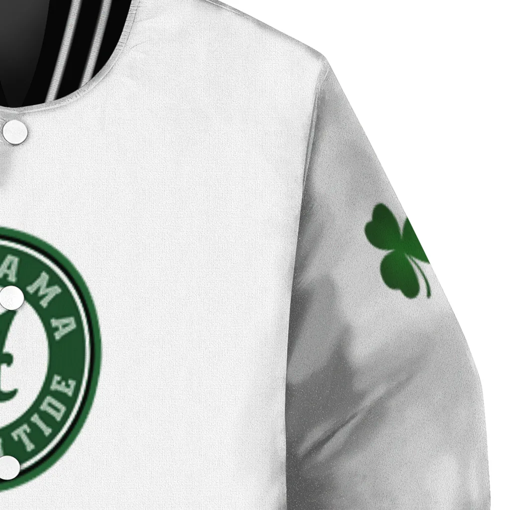 alabama crimson tide clovers pattern white green varsity jacket premium grade alabama crimson tide clovers pattern white green varsity jacket premium grade