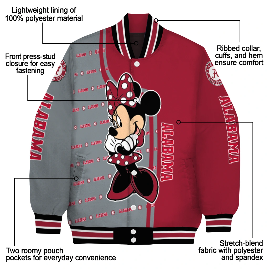 alabama crimson tide minnie mouse crimson varsity jacket new arrival alabama crimson tide minnie mouse crimson varsity jacket new arrival