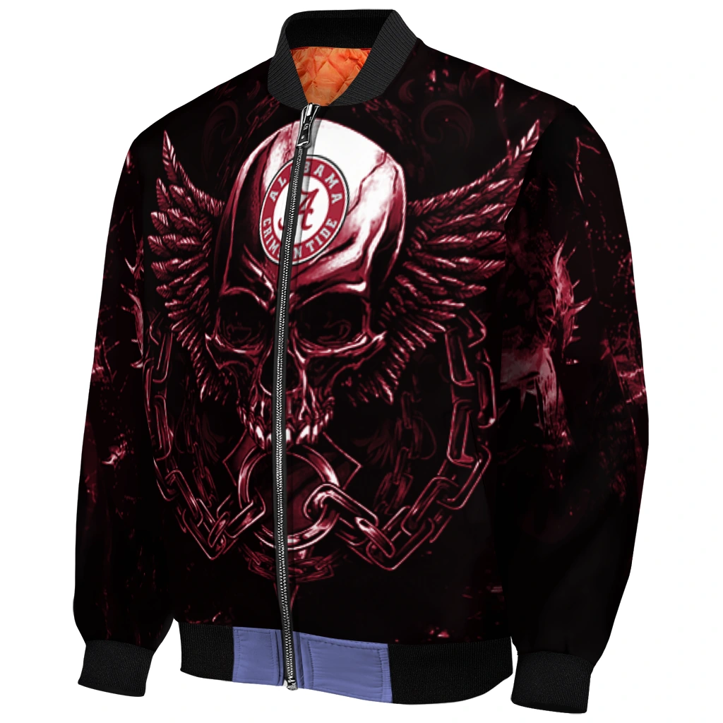 alabama crimson tide skull bite crimson black bomber jacket fashion forward alabama crimson tide skull bite crimson black bomber jacket fashion forward
