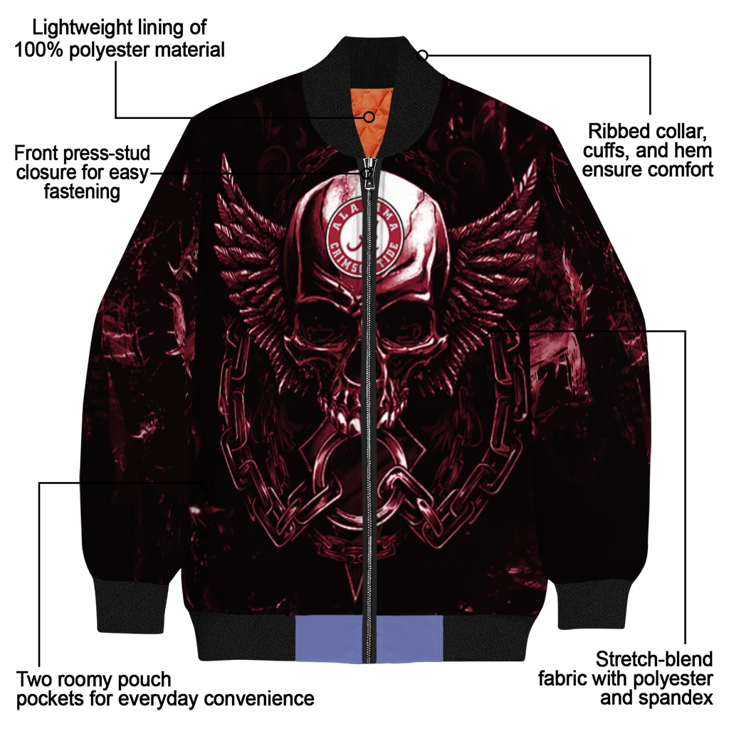 alabama crimson tide skull bite crimson black bomber jacket new arrival alabama crimson tide skull bite crimson black bomber jacket new arrival