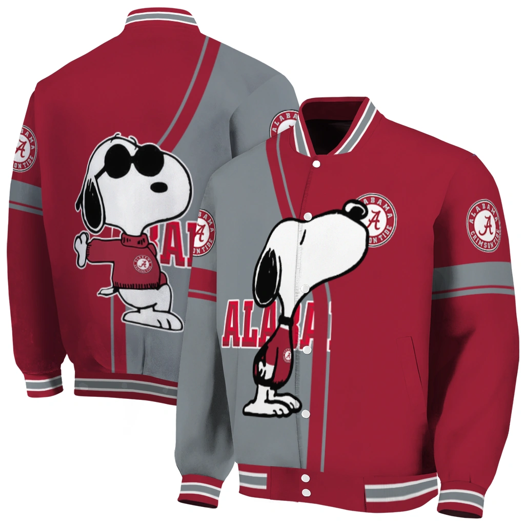 alabama crimson tide snoopy attitude crimson varsity jacket fashion forward alabama crimson tide snoopy attitude crimson varsity jacket fashion forward