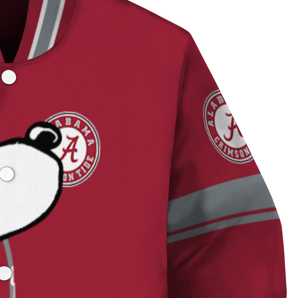 alabama crimson tide snoopy attitude crimson varsity jacket premium grade alabama crimson tide snoopy attitude crimson varsity jacket premium grade