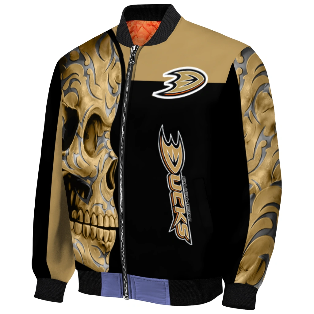 anaheim ducks fire skull gold black bomber jacket fashion forward anaheim ducks fire skull gold black bomber jacket fashion forward