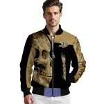 anaheim ducks fire skull gold black bomber jacket best selling