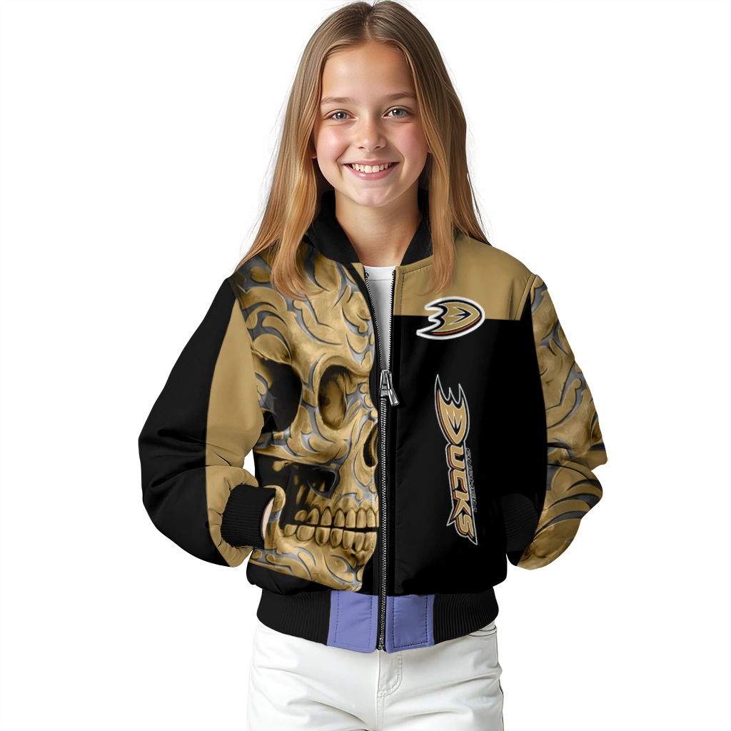 anaheim ducks fire skull gold black bomber jacket top rated anaheim ducks fire skull gold black bomber jacket top rated