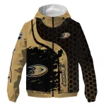 anaheim ducks hex grid texture gold black windbreaker jacket best selling