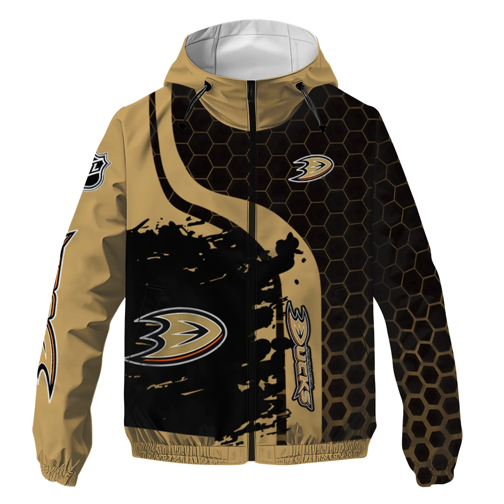 anaheim ducks hex grid texture gold black windbreaker jacket best selling anaheim ducks hex grid texture gold black windbreaker jacket best selling