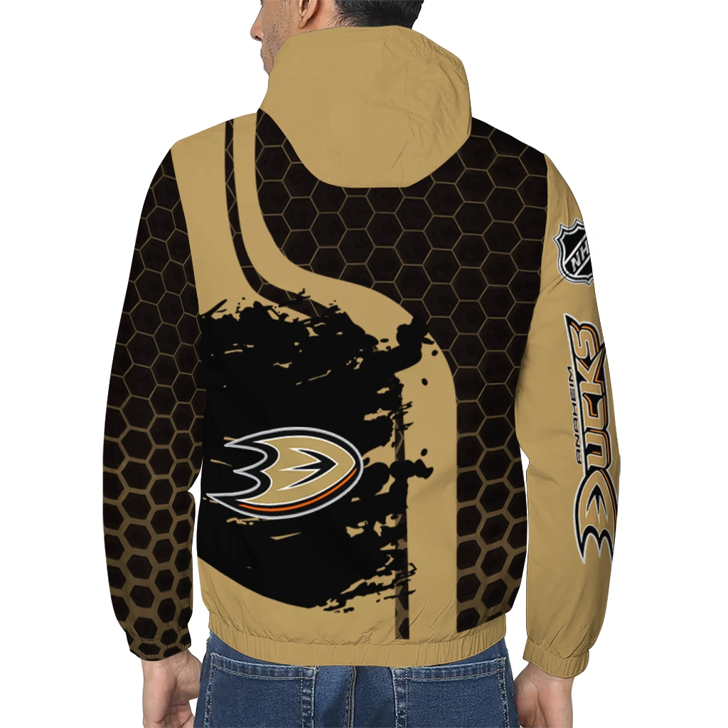 anaheim ducks hex grid texture gold black windbreaker jacket trendy anaheim ducks hex grid texture gold black windbreaker jacket trendy