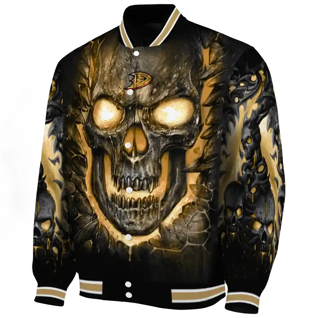 anaheim ducks inferno skull gold black varsity jacket best selling anaheim ducks inferno skull gold black varsity jacket best selling