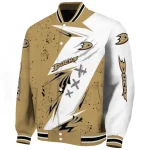 anaheim ducks ripped bolt gold white varsity jacket best selling