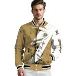 anaheim ducks ripped bolt gold white varsity jacket best selling