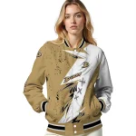 anaheim ducks ripped bolt gold white varsity jacket best selling
