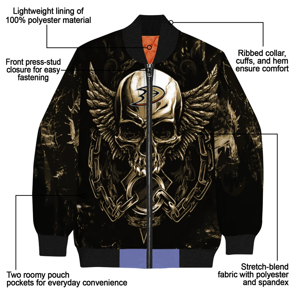 anaheim ducks skull bite gold black bomber jacket new arrival anaheim ducks skull bite gold black bomber jacket new arrival
