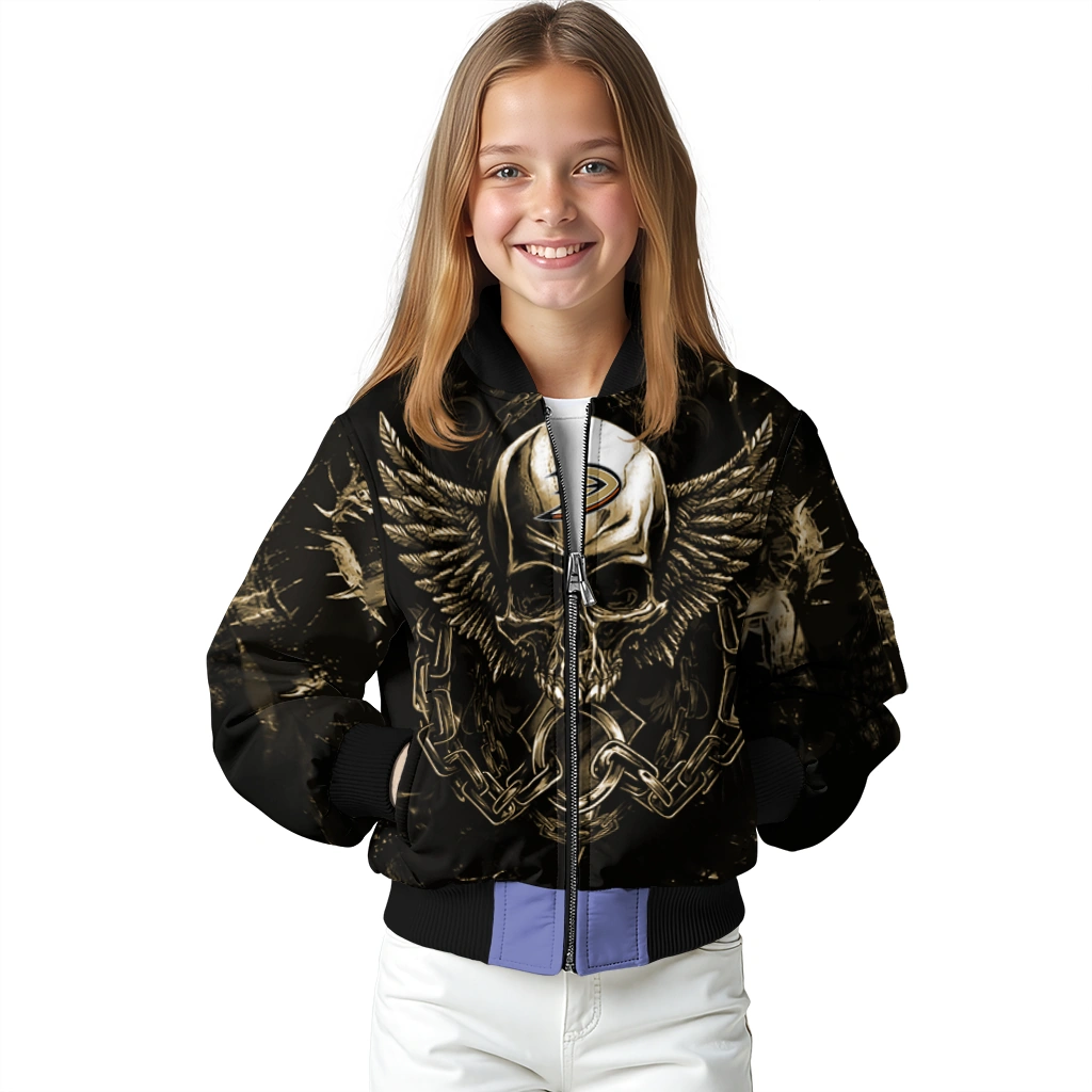 anaheim ducks skull bite gold black bomber jacket top rated anaheim ducks skull bite gold black bomber jacket top rated