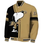 anaheim ducks snoopy attitude gold varsity jacket best selling