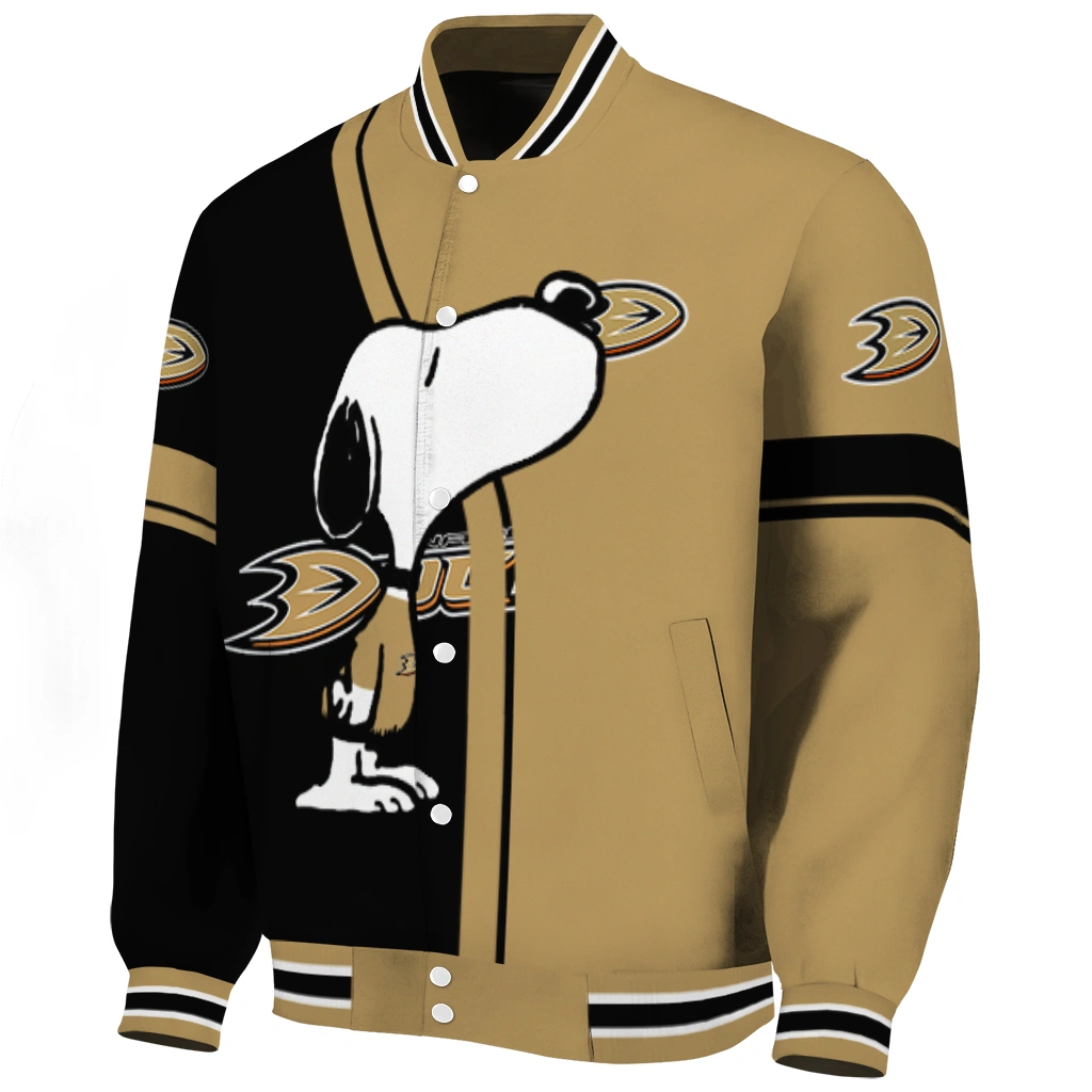 anaheim ducks snoopy attitude gold varsity jacket best selling anaheim ducks snoopy attitude gold varsity jacket best selling
