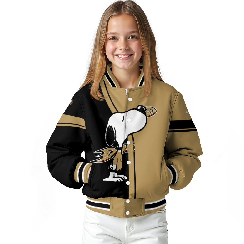 anaheim ducks snoopy attitude gold varsity jacket top rated anaheim ducks snoopy attitude gold varsity jacket top rated