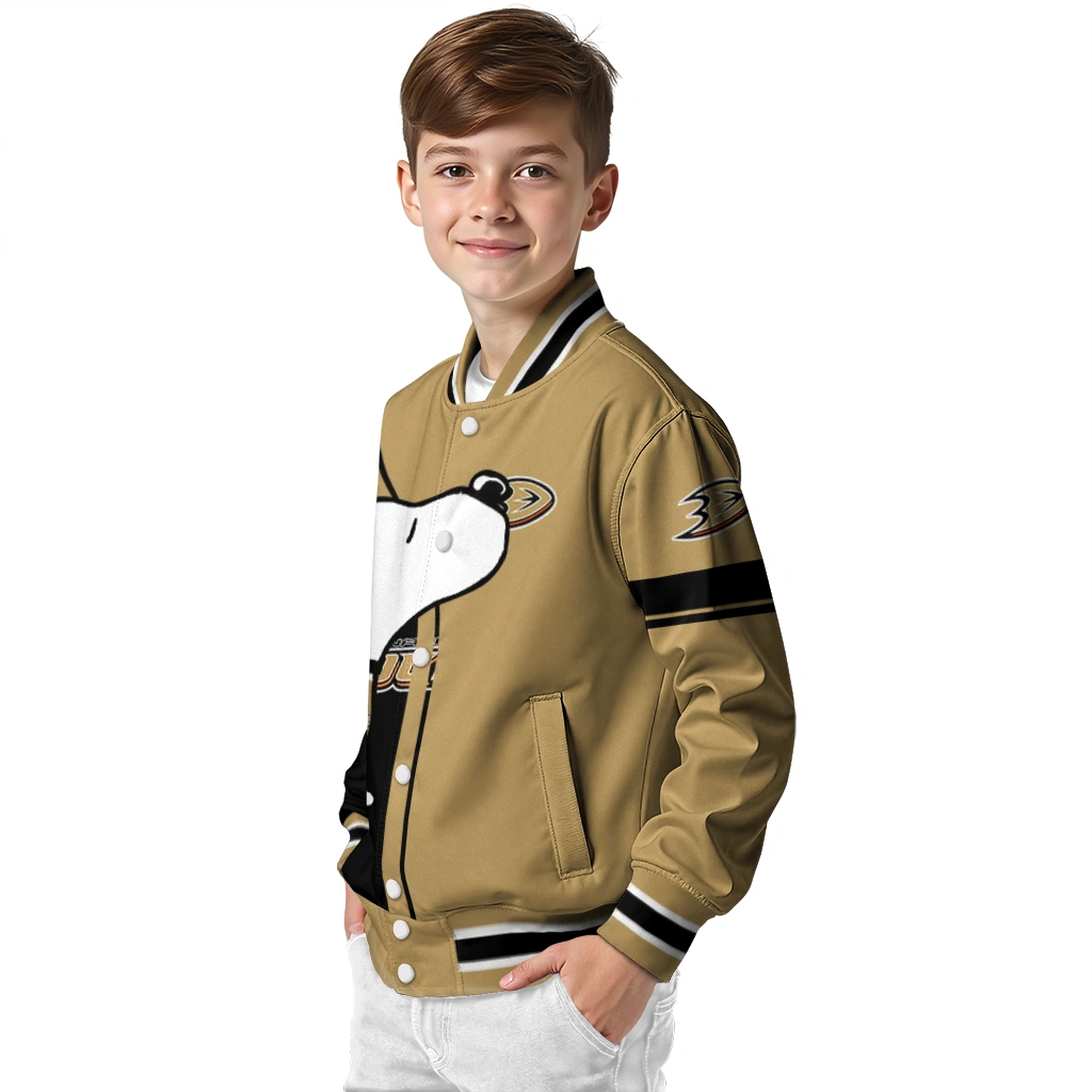 anaheim ducks snoopy attitude gold varsity jacket trendy anaheim ducks snoopy attitude gold varsity jacket trendy