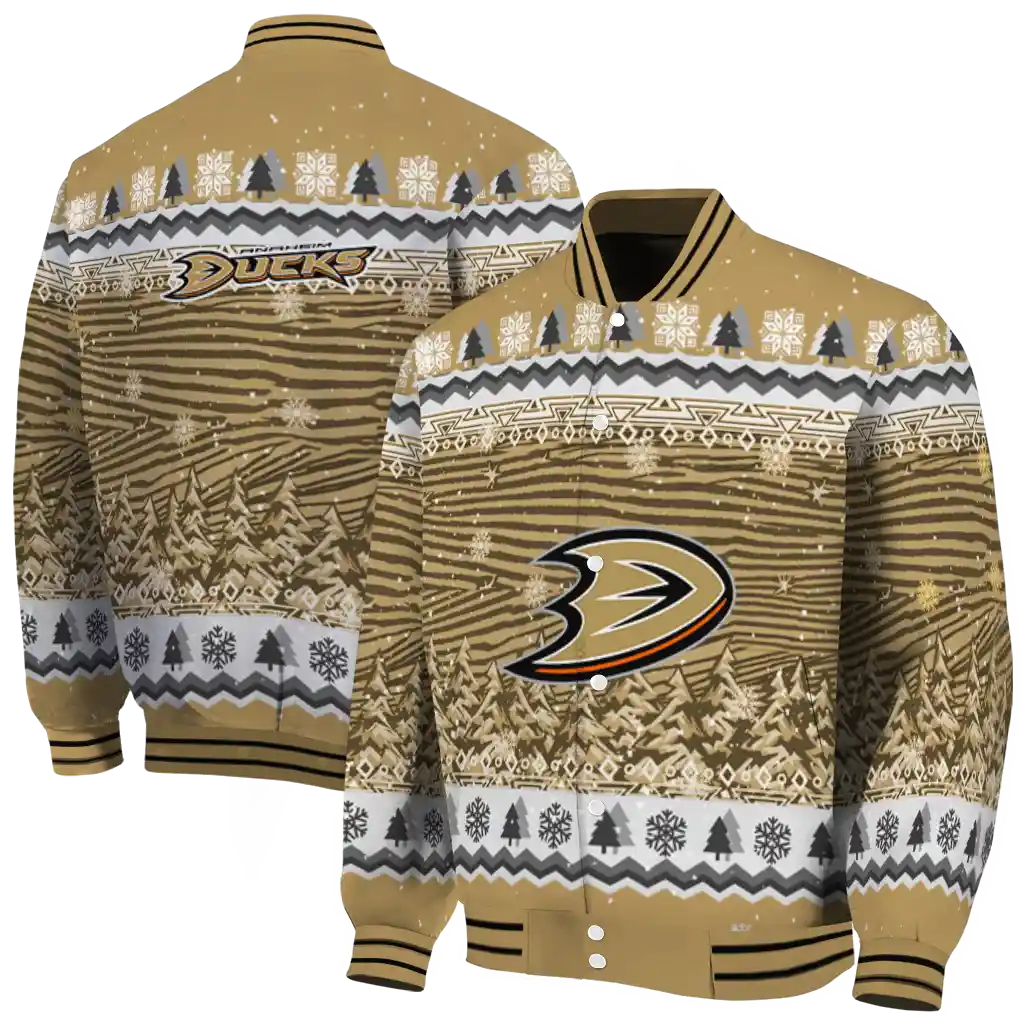 anaheim ducks snowy pines gold varsity jacket fashion forward anaheim ducks snowy pines gold varsity jacket fashion forward