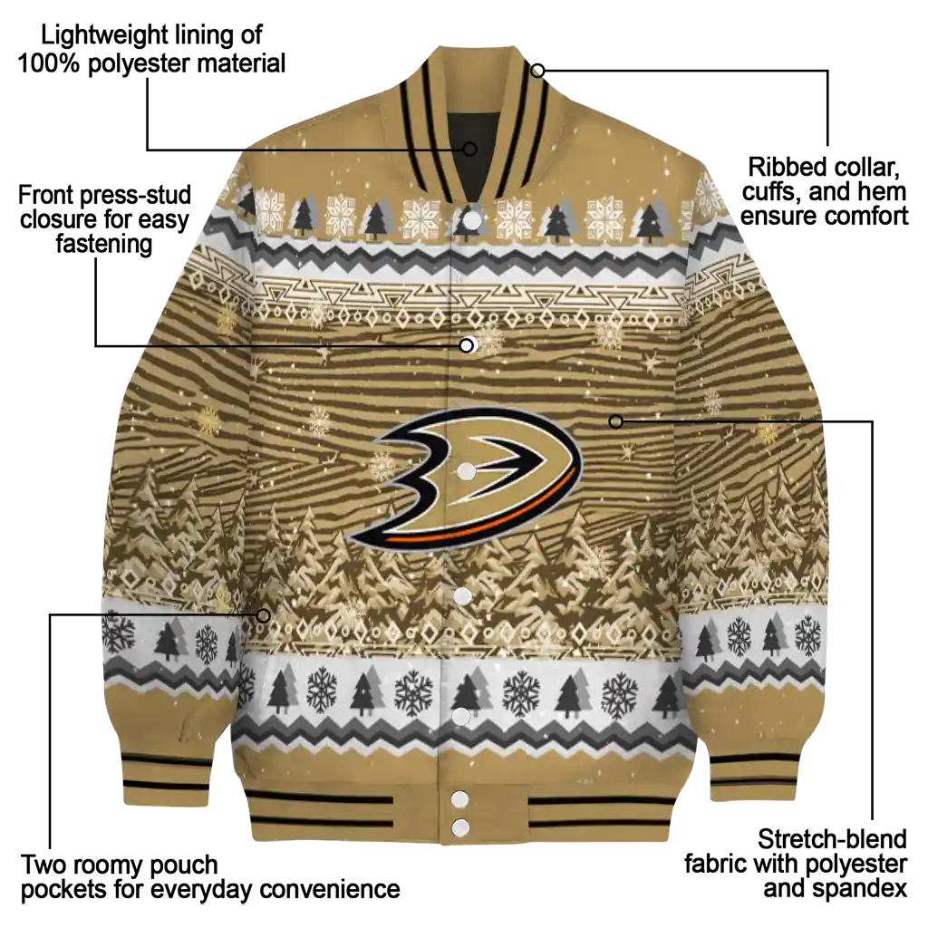 anaheim ducks snowy pines gold varsity jacket new arrival anaheim ducks snowy pines gold varsity jacket new arrival