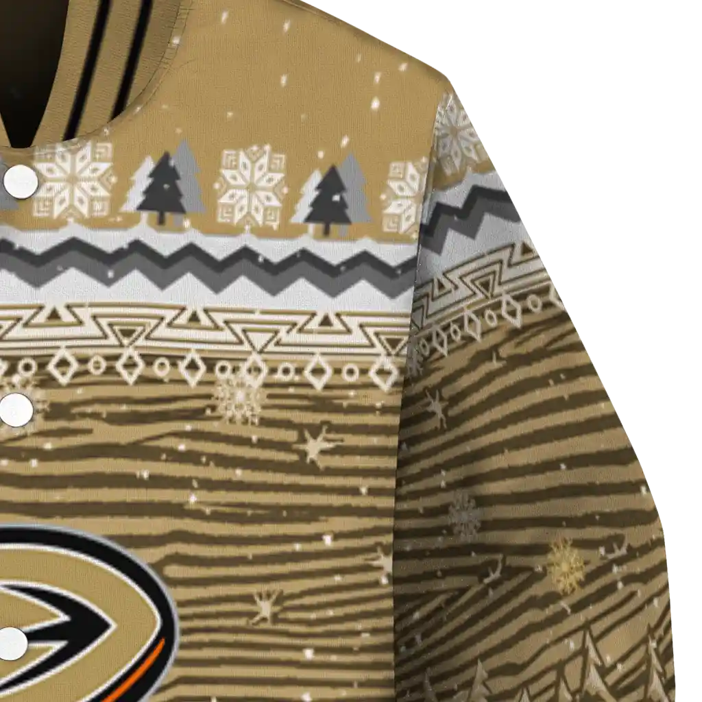 anaheim ducks snowy pines gold varsity jacket premium grade anaheim ducks snowy pines gold varsity jacket premium grade