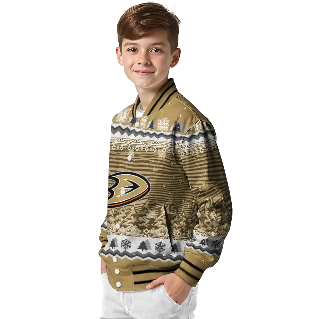 anaheim ducks snowy pines gold varsity jacket trendy anaheim ducks snowy pines gold varsity jacket trendy