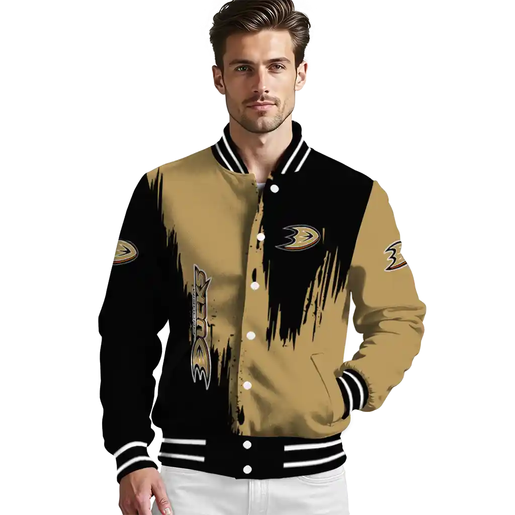 anaheim ducks urban mark gold varsity jacket high quality anaheim ducks urban mark gold varsity jacket high quality