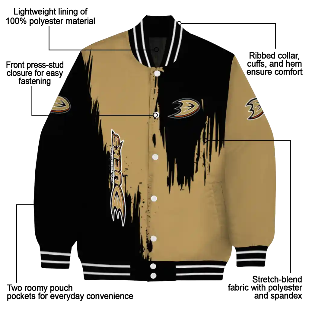 anaheim ducks urban mark gold varsity jacket new arrival anaheim ducks urban mark gold varsity jacket new arrival