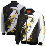 appalachian state mountaineers ripped bolt black white bomber jacket best selling